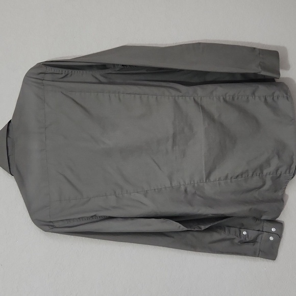 H&M Easy Iron Shirt Mens Size L Gray Green Slim Fit Longsleve Button Shirt - Picture 4 of 6